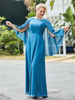 A-line Chiffon Dress with Cape Dusty Sage