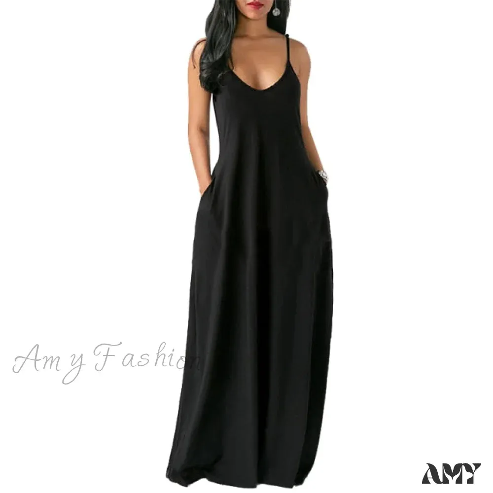 Amy Fashion - Fashion Pockets Short Sleeve Loose Dress