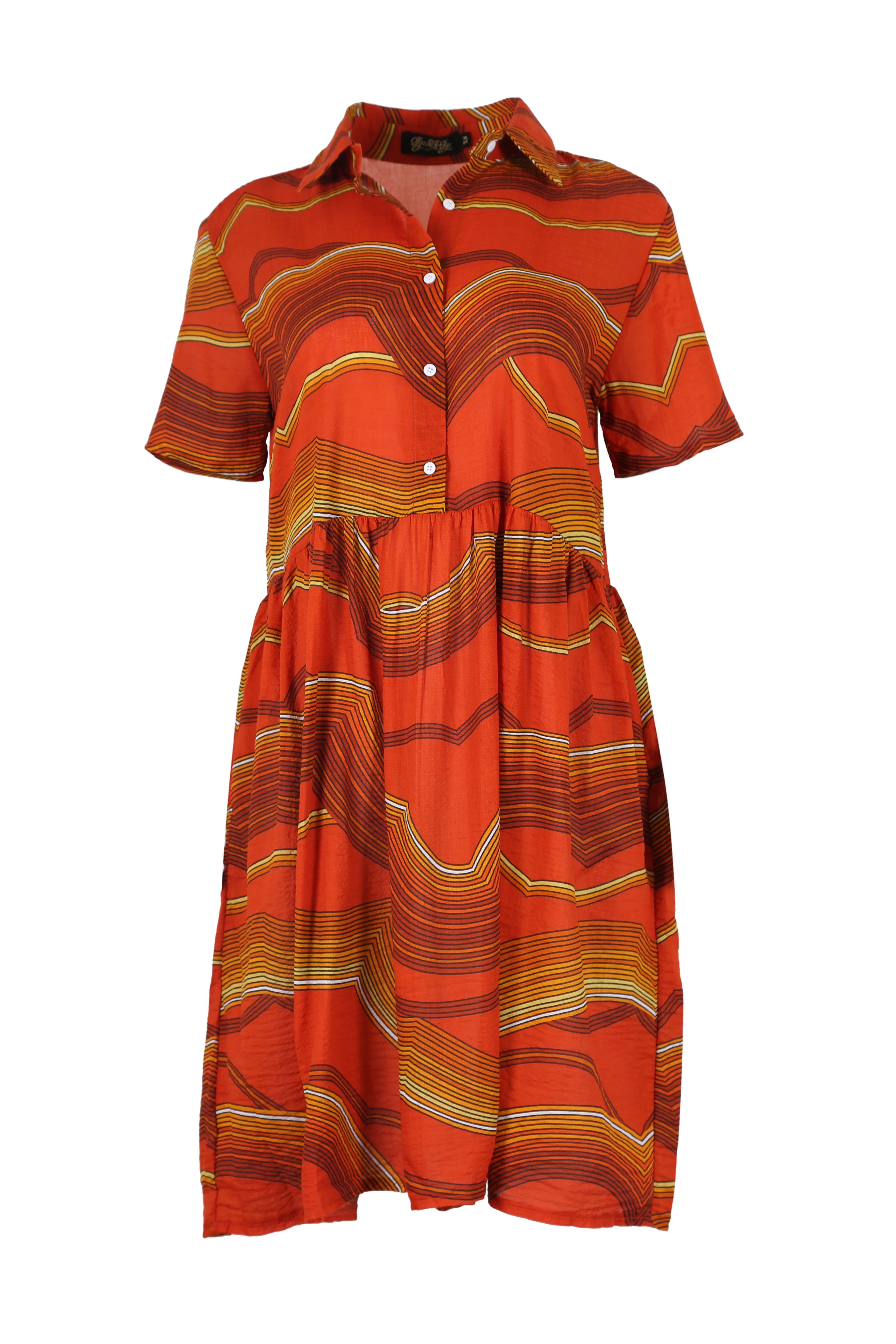 Aurora Villa Dress Orange in Seersucker