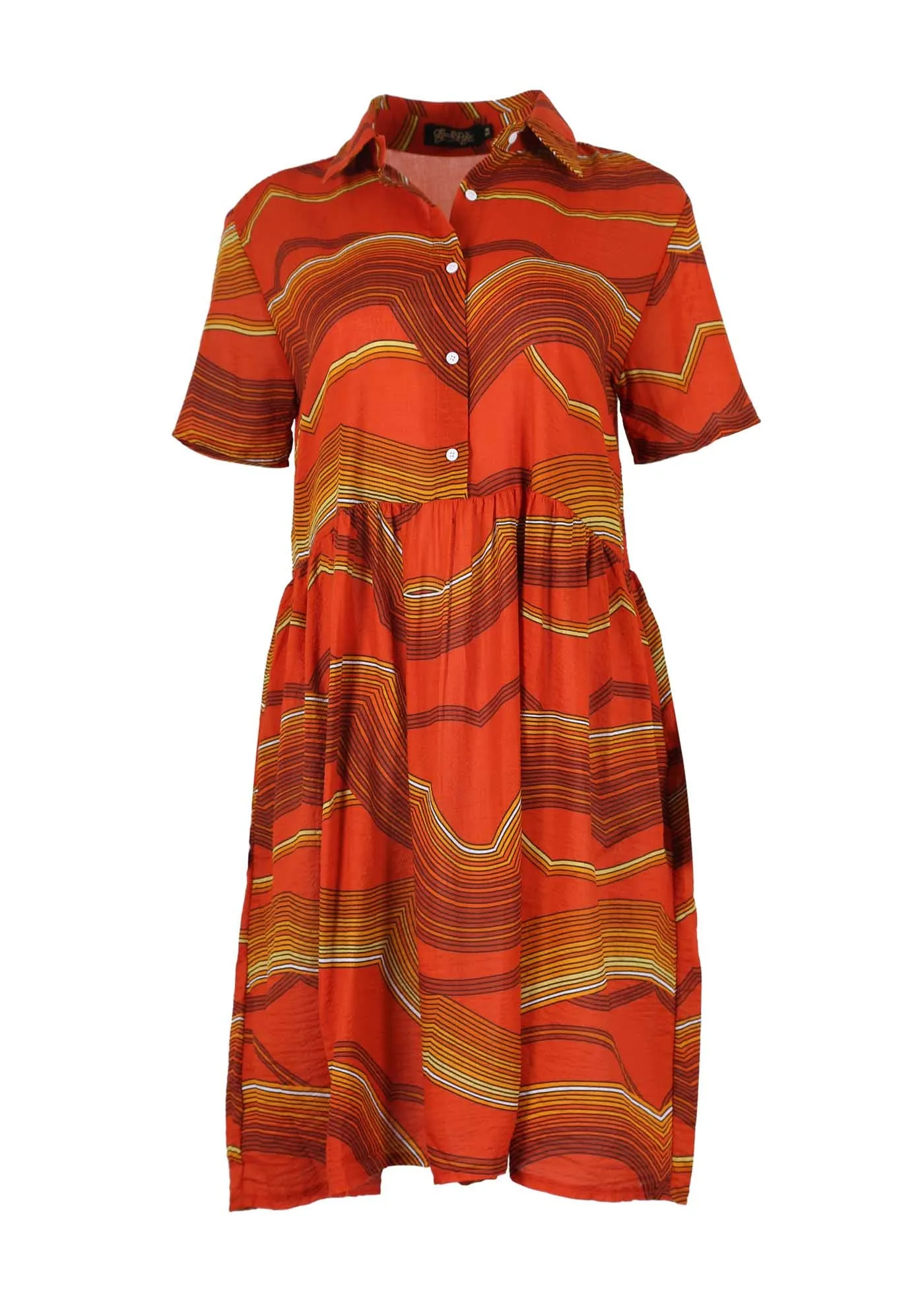 Aurora Villa Dress Orange in Seersucker