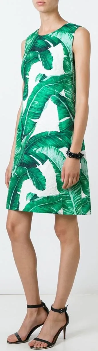 Banana Leaf Brocade Dress