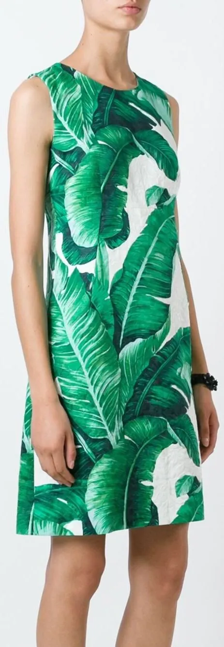 Banana Leaf Brocade Dress