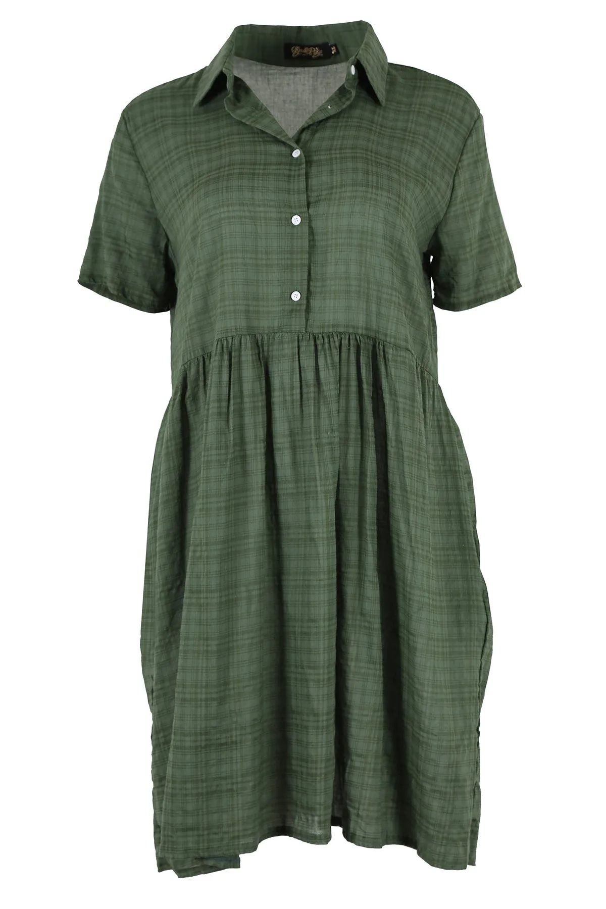 Barcelone Villa Dress Green in Seersucker
