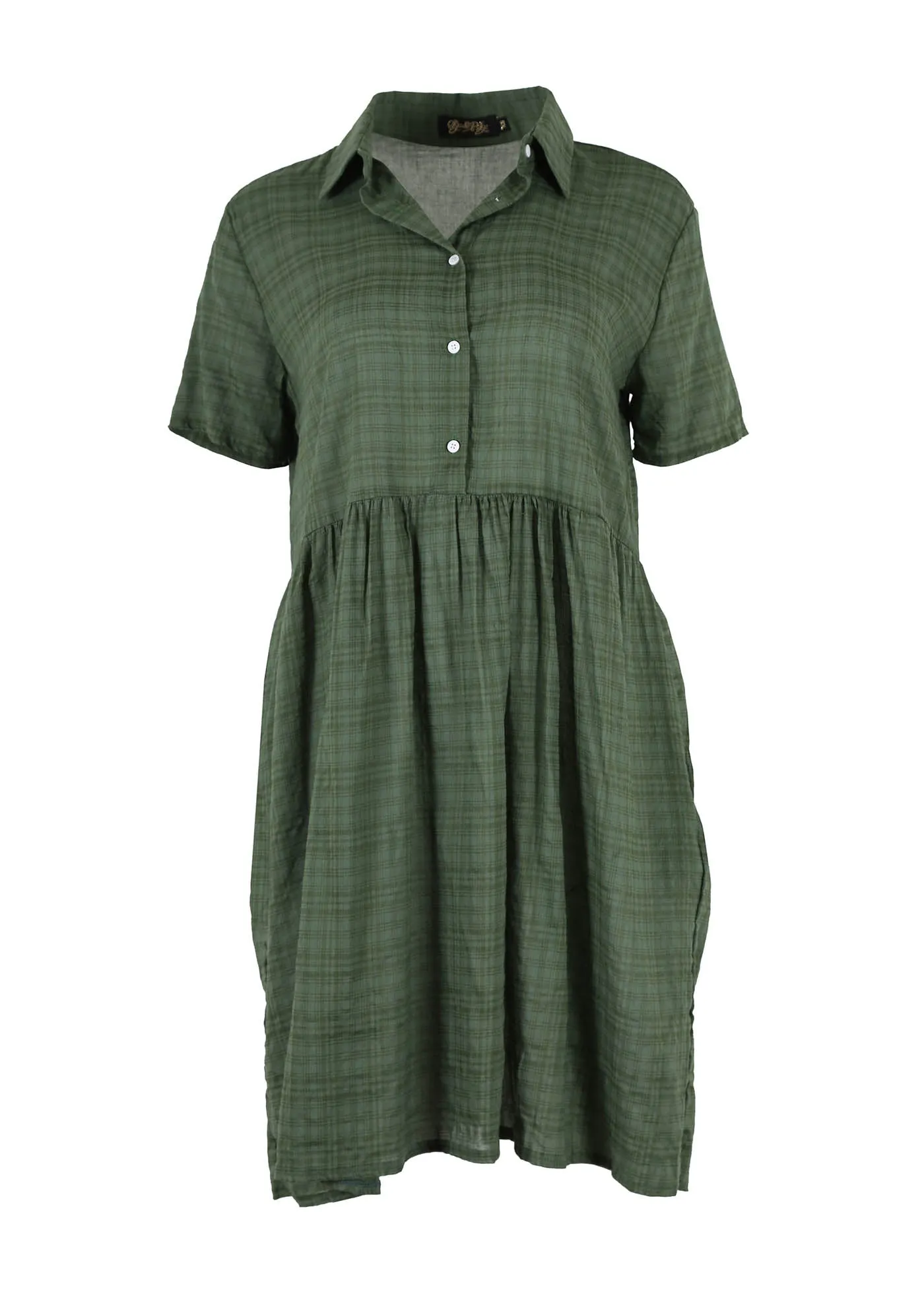 Barcelone Villa Dress Green in Seersucker