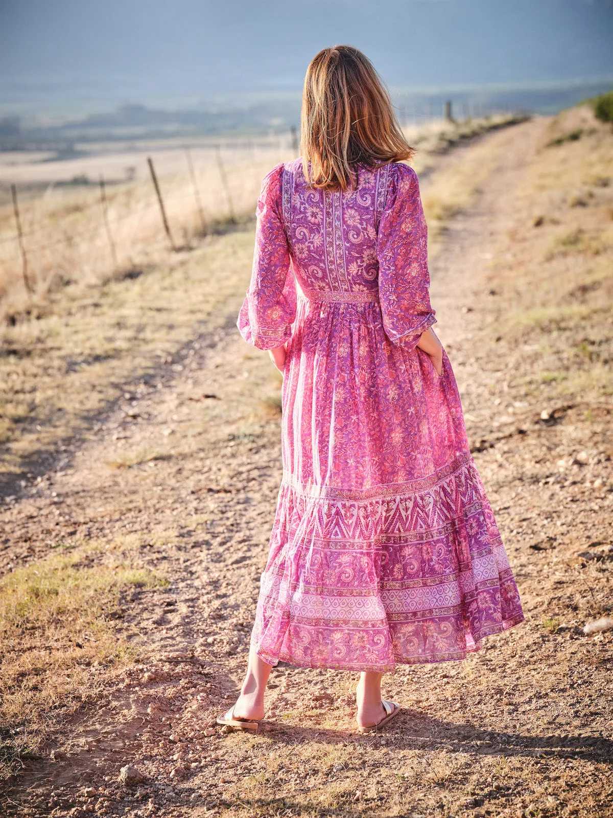 Bella Maxi Heritage Dress In Magenta