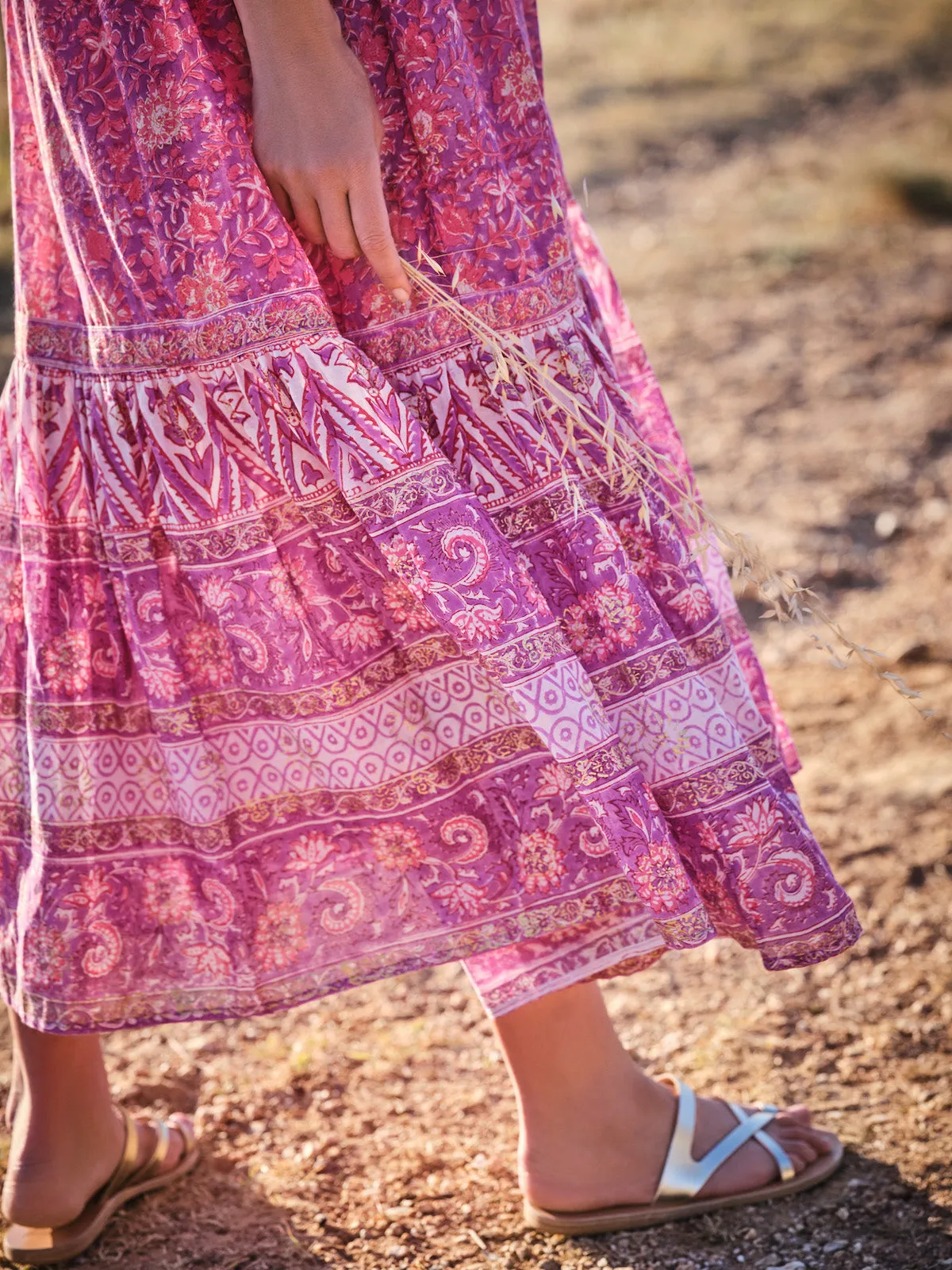 Bella Maxi Heritage Dress In Magenta