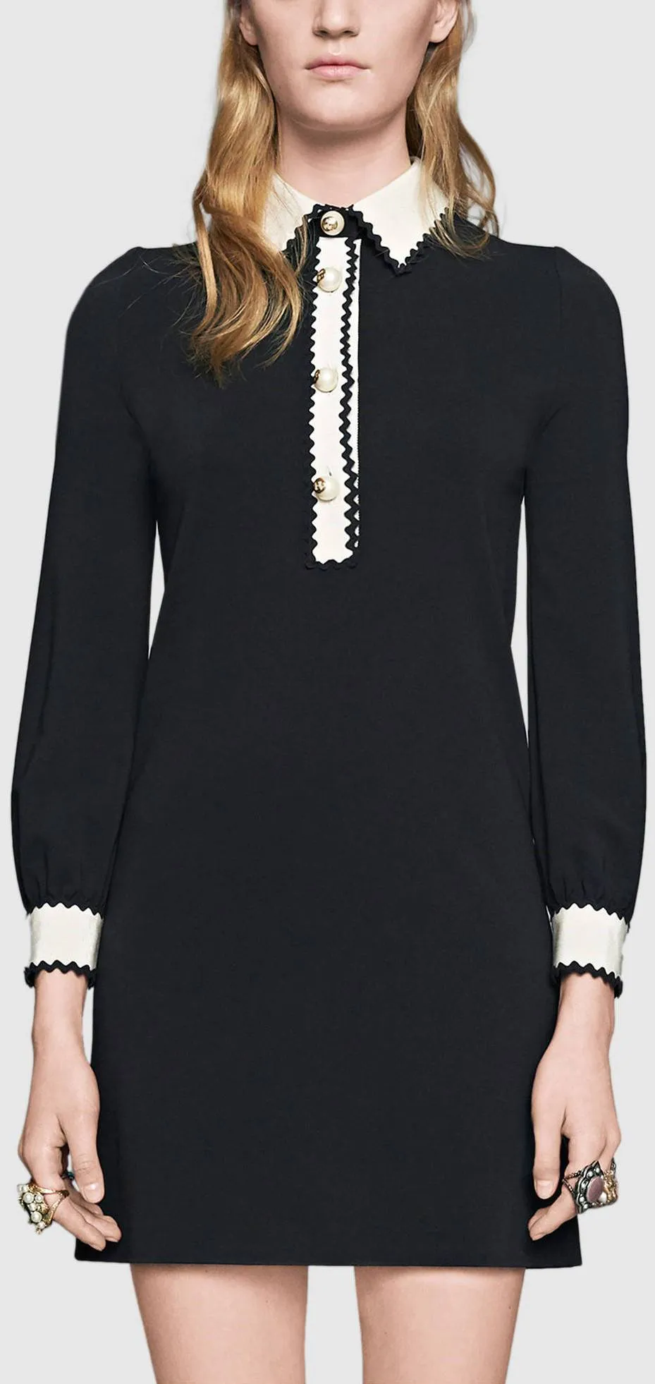 Black & White Long-Sleeve Dress