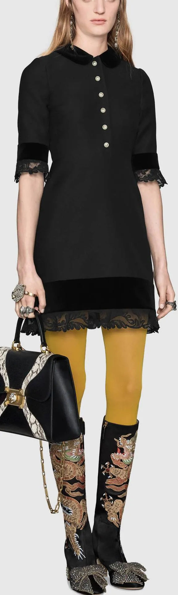 Black Lace-Trim Dress