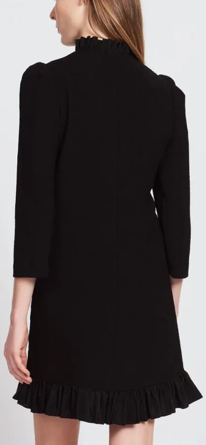 Black Textured Dress with Jewelled Buttons