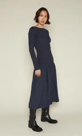 Blue Drop Waist Popcorn Dress