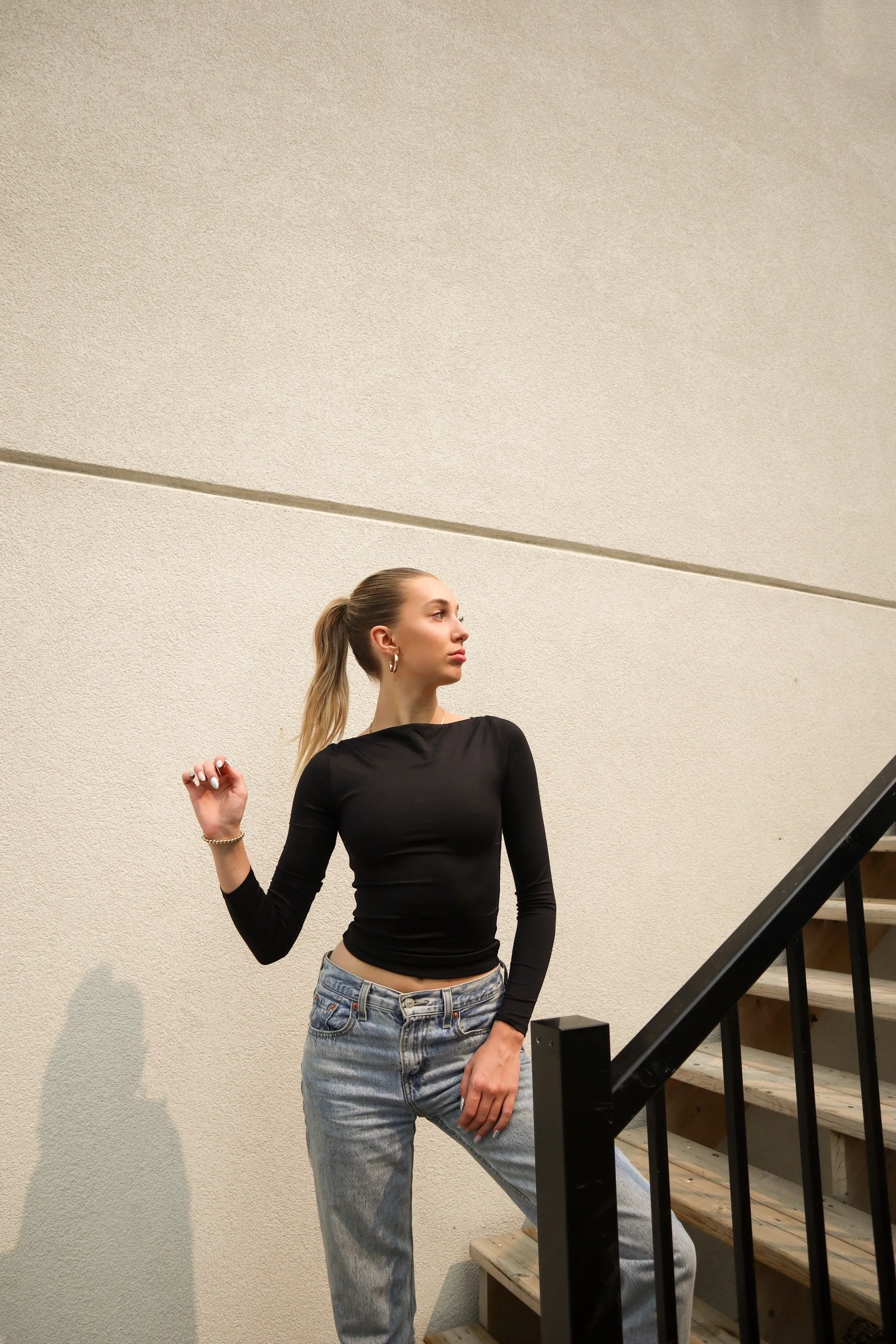 Boa Ls Boat Neckline Top | Black