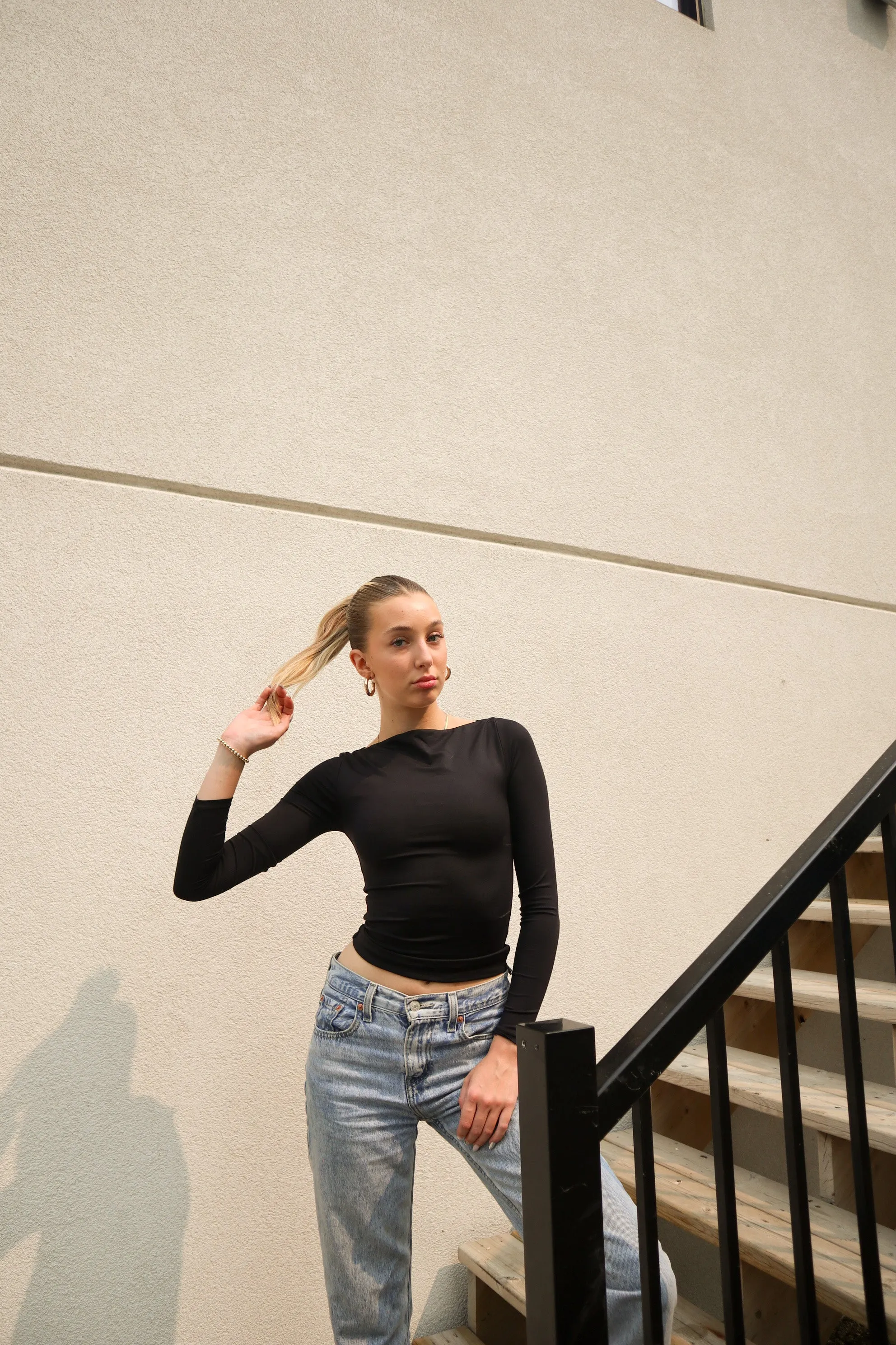 Boa Ls Boat Neckline Top | Black