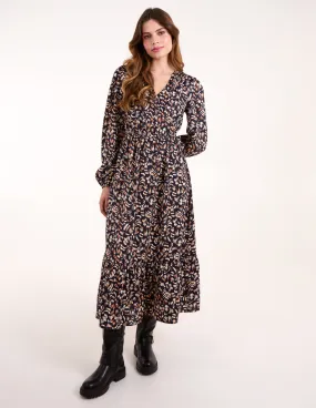 Button Down Frill Hem Dress
