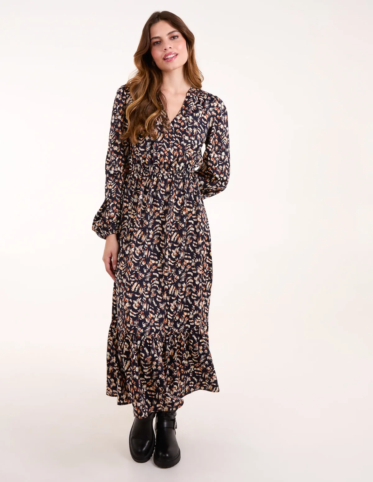 Button Down Frill Hem Dress