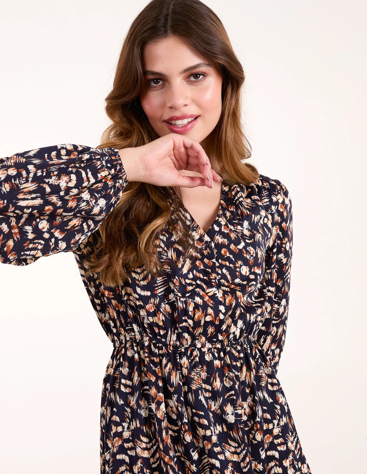 Button Down Frill Hem Dress