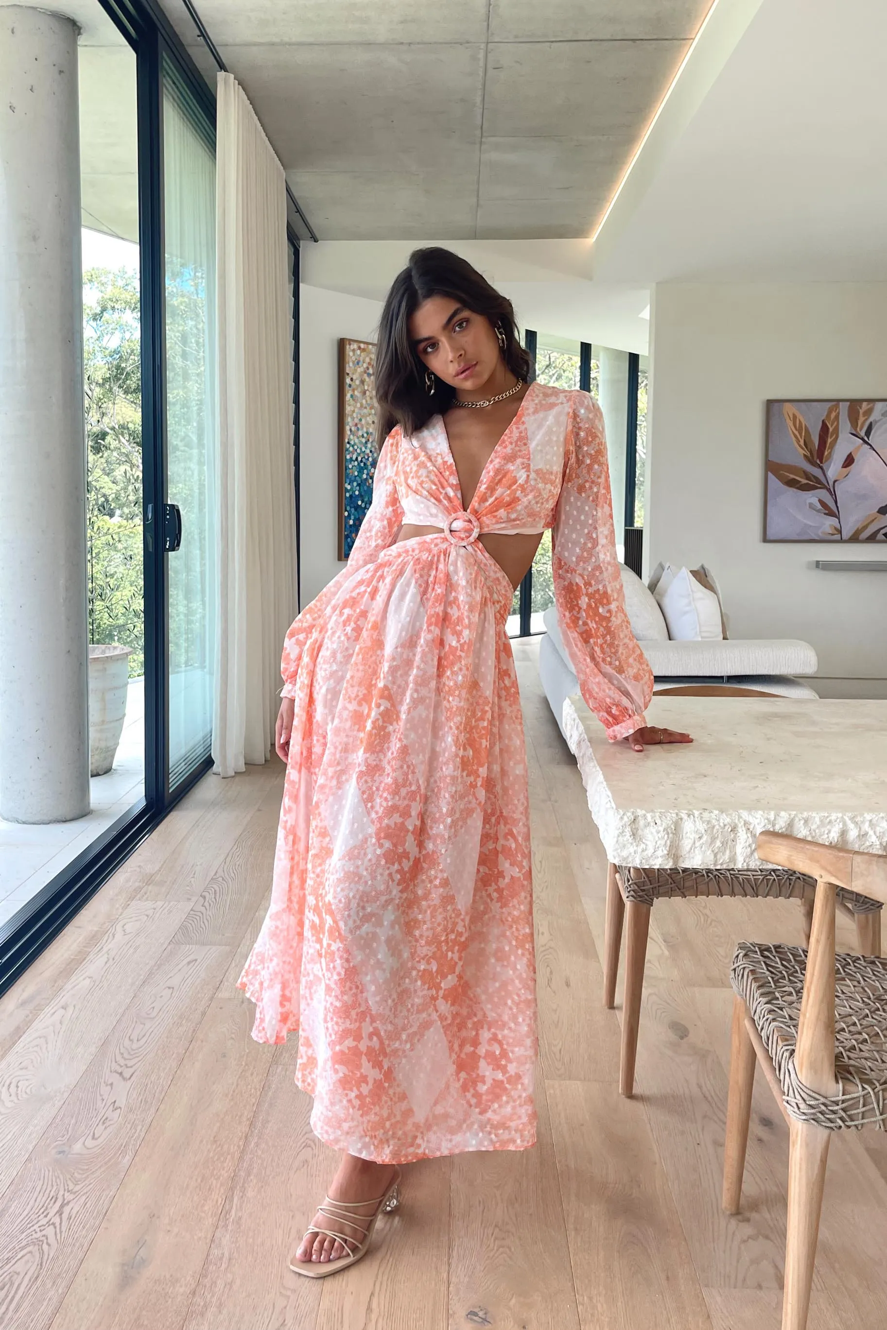 Caprice Dress / Peach Paisley