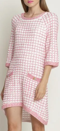 Cashmere-Blend Lattice Knit Dress