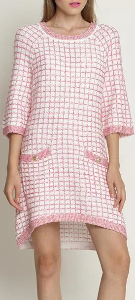 Cashmere-Blend Lattice Knit Dress