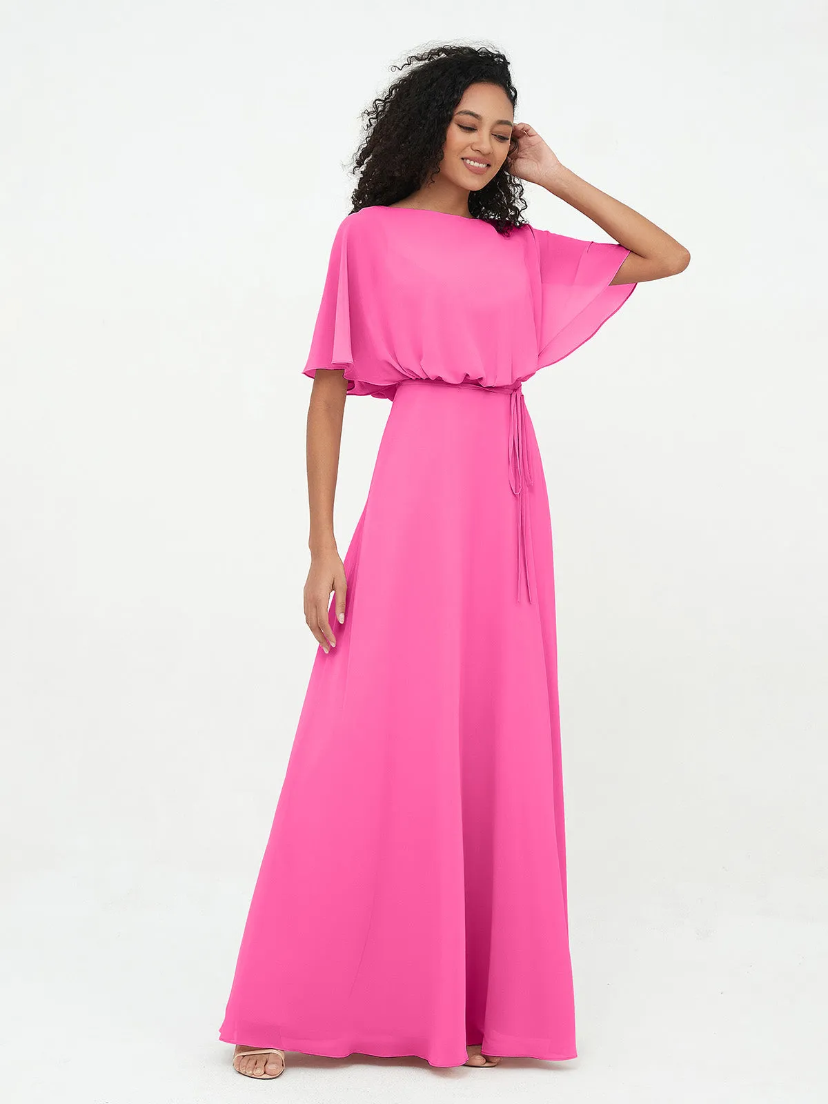 Chiffon Full Length Bridesmaid Dresses with Wrap Azalea