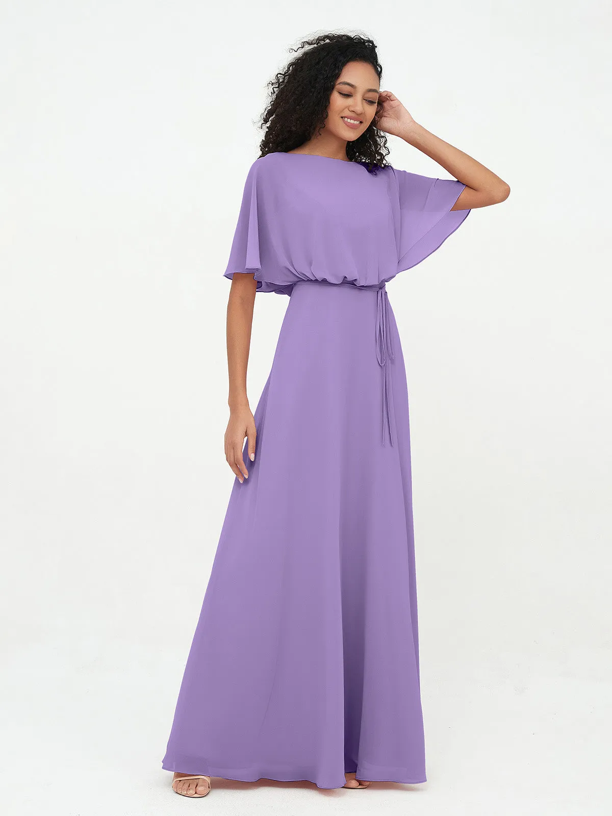 Chiffon Full Length Bridesmaid Dresses with Wrap Tahiti