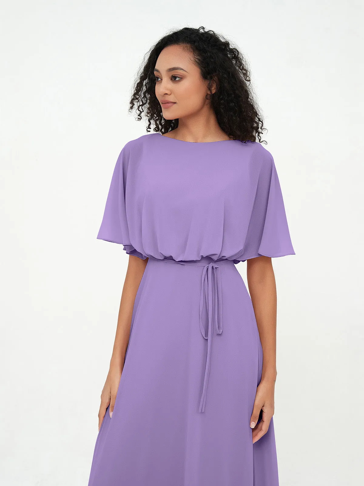 Chiffon Full Length Bridesmaid Dresses with Wrap Tahiti
