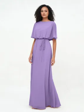 Chiffon Full Length Bridesmaid Dresses with Wrap Tahiti