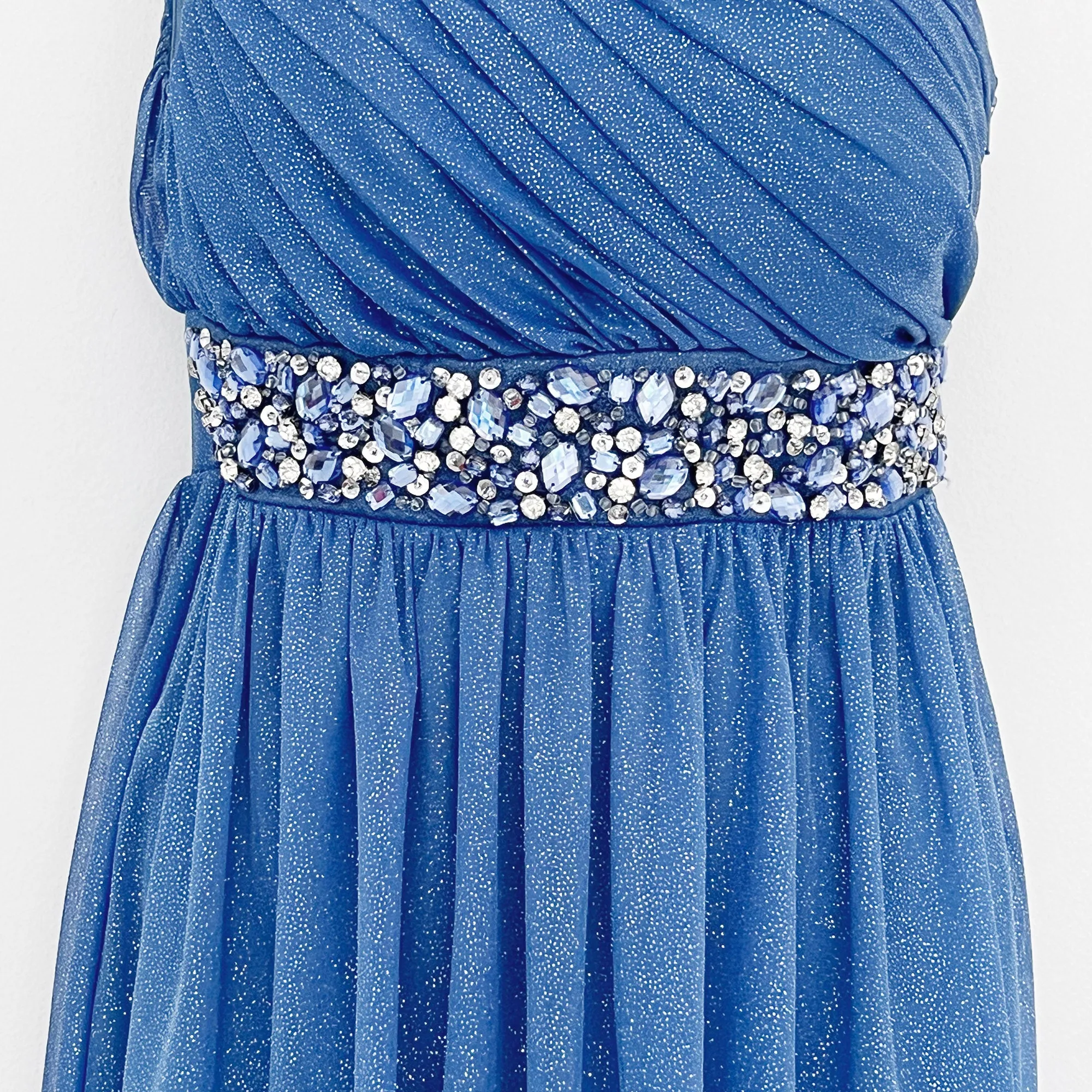 City Studio Blue One Shoulder Rhinestone Embellished Prom, Party Dress - 5