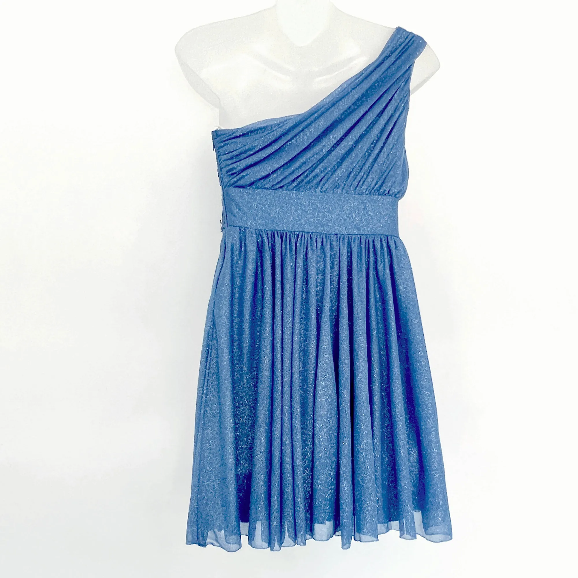 City Studio Blue One Shoulder Rhinestone Embellished Prom, Party Dress - 5