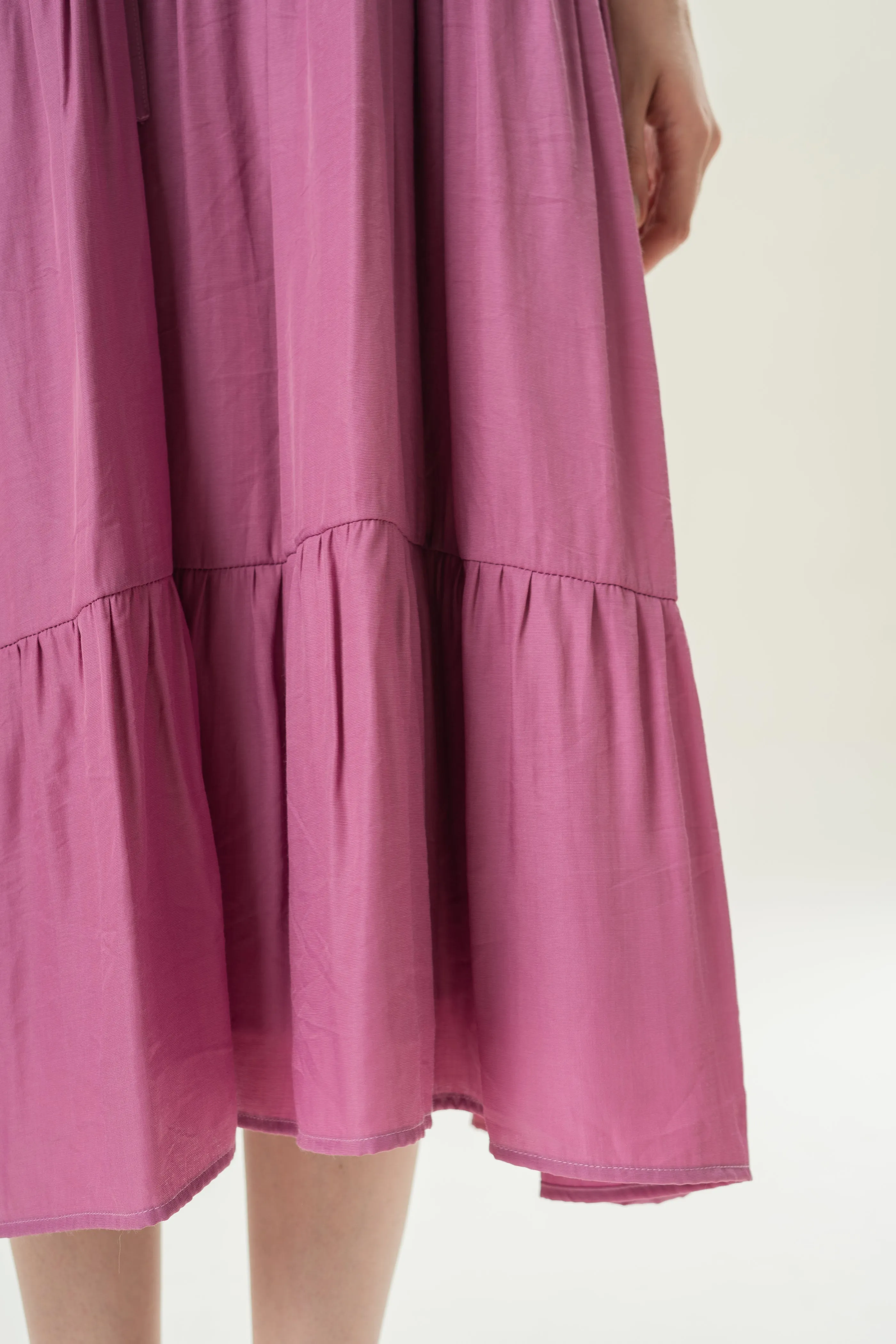 Cotton Blend Tiered Maxi Dress in Hibiscus