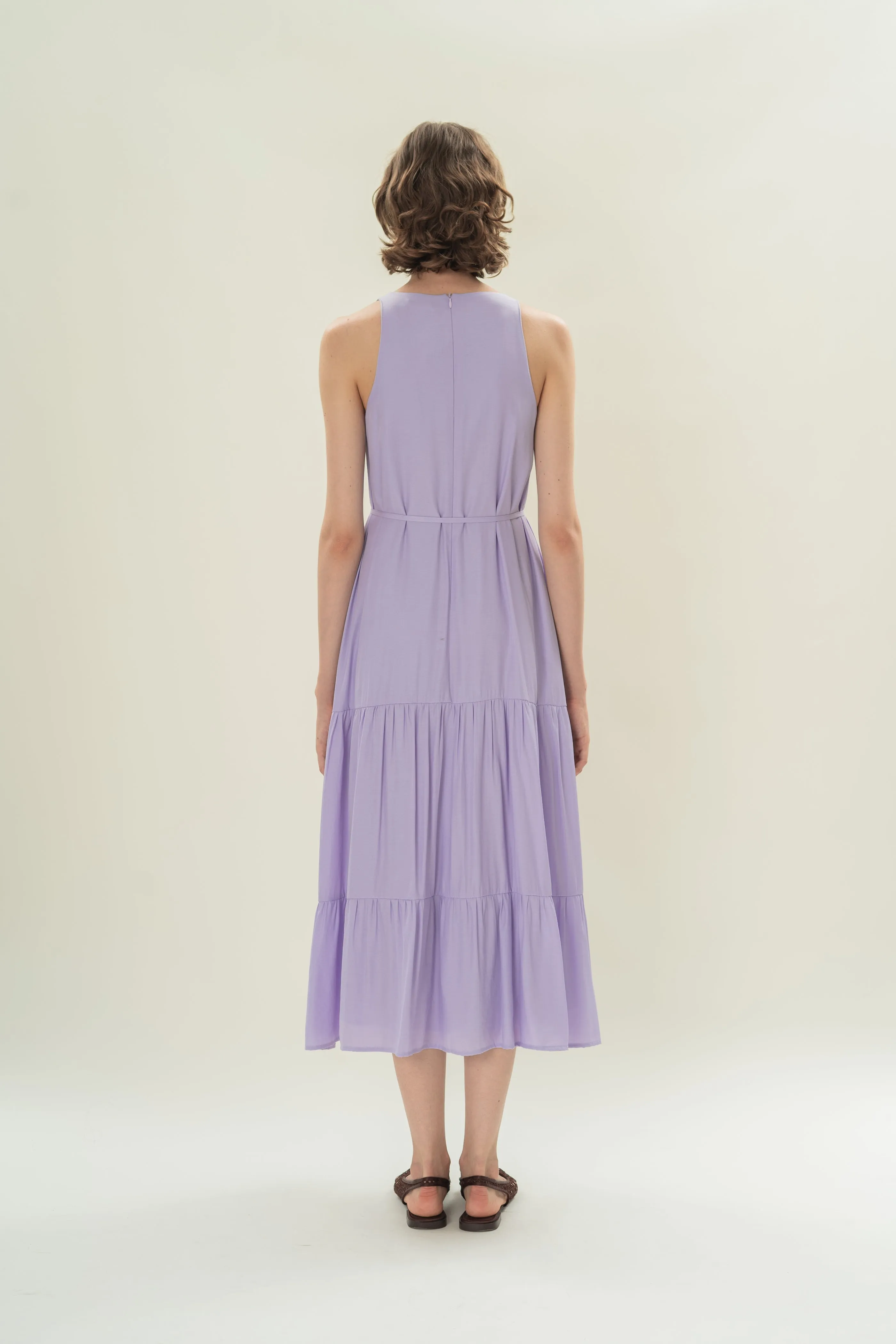 Cotton Blend Tiered Maxi Dress in Orchid