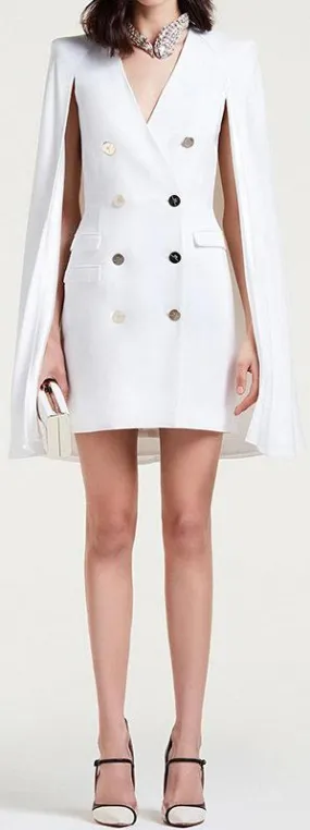 Double-Breasted Cape Blazer-Dress