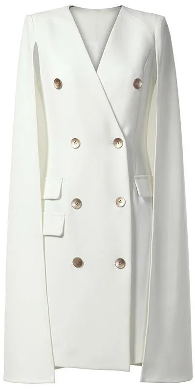 Double-Breasted Cape Blazer-Dress