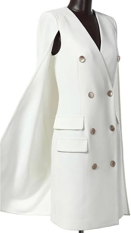 Double-Breasted Cape Blazer-Dress