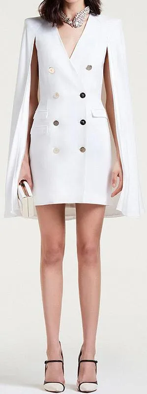 Double-Breasted Cape Blazer-Dress