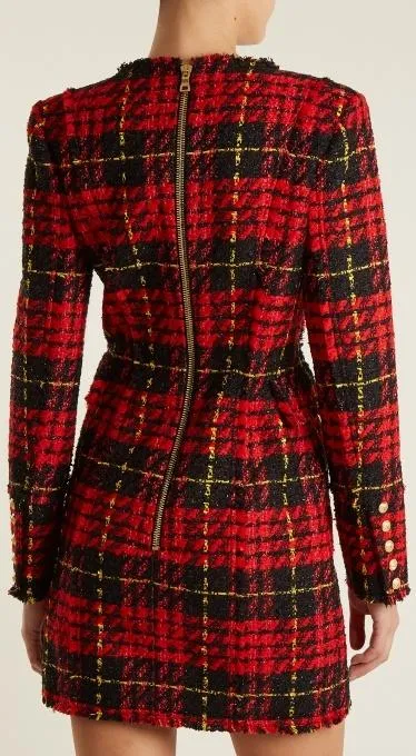 Double-Breasted Check Mini Dress