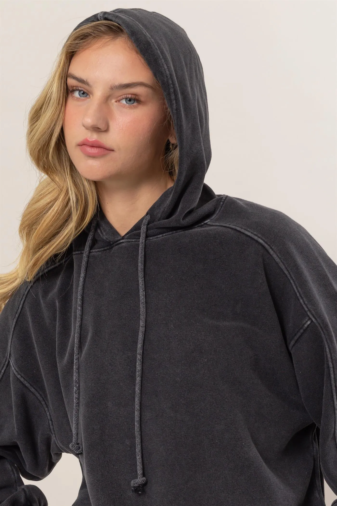 DZ24E439-Seam-Detail Oversized Hoodie