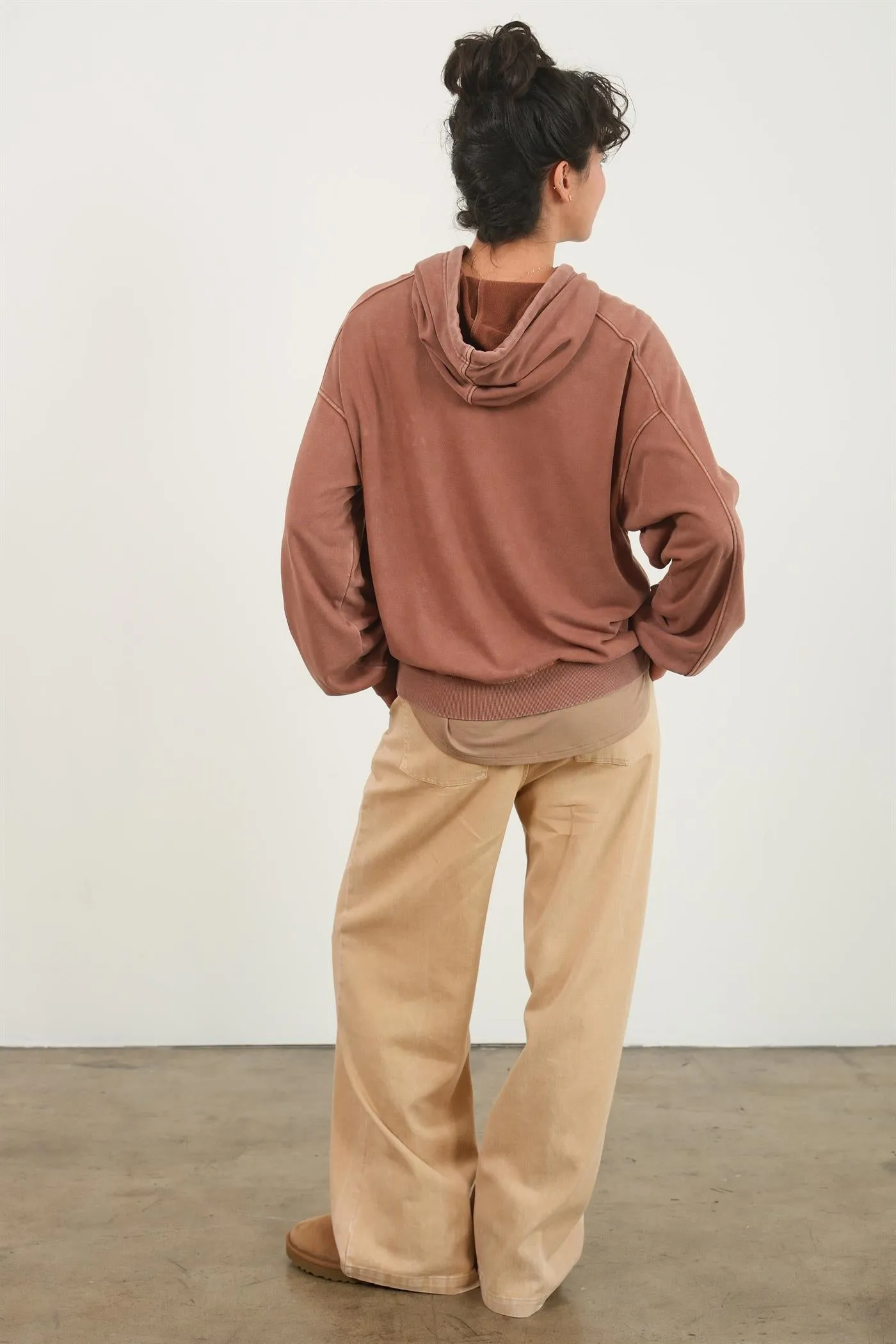 DZ24E439-Seam-Detail Oversized Hoodie