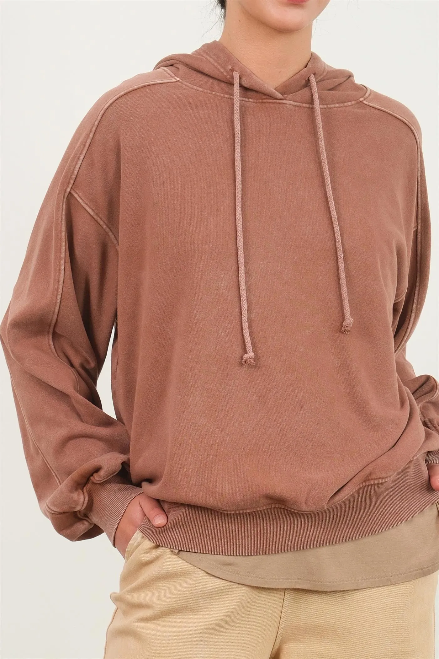 DZ24E439-Seam-Detail Oversized Hoodie