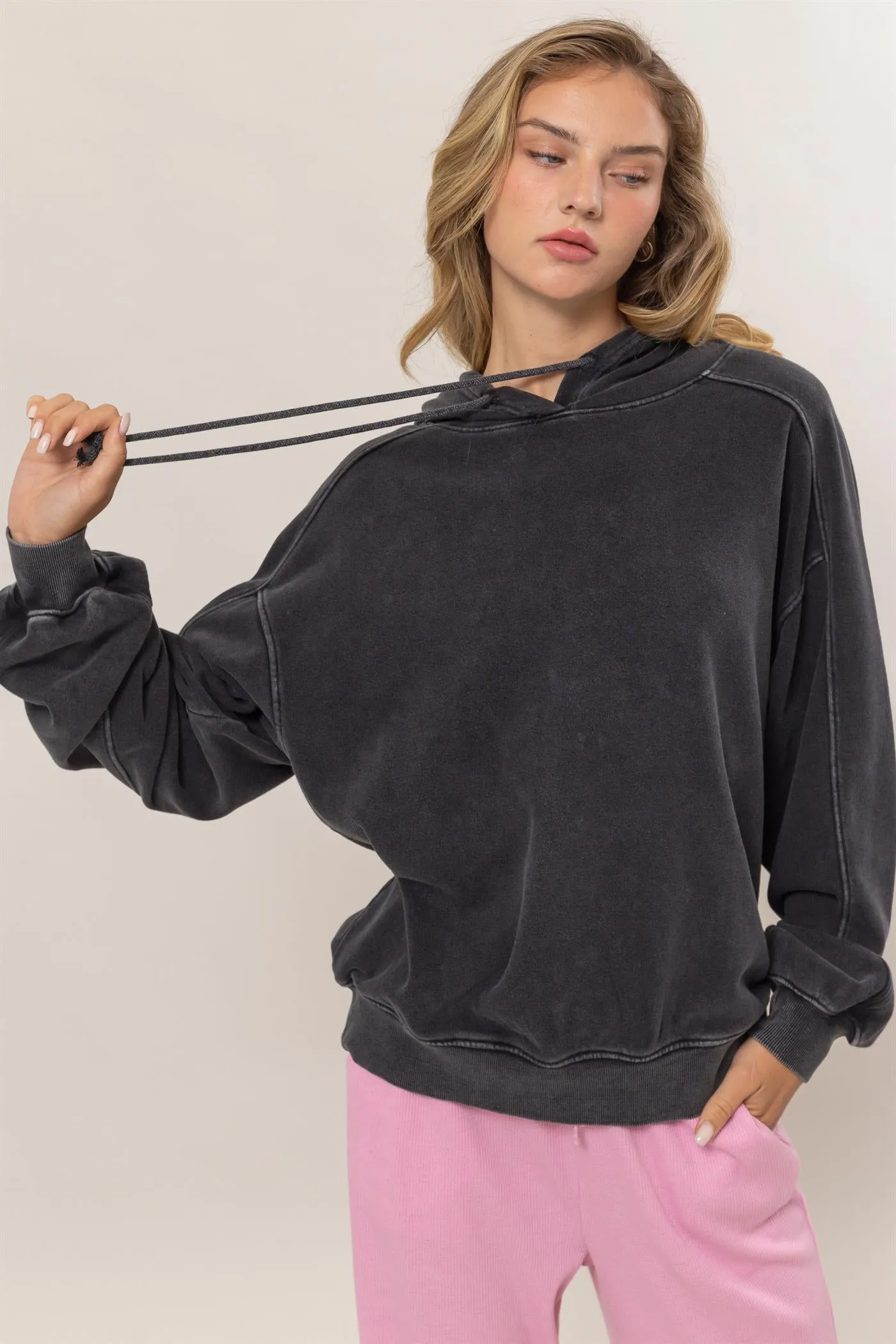 DZ24E439-Seam-Detail Oversized Hoodie