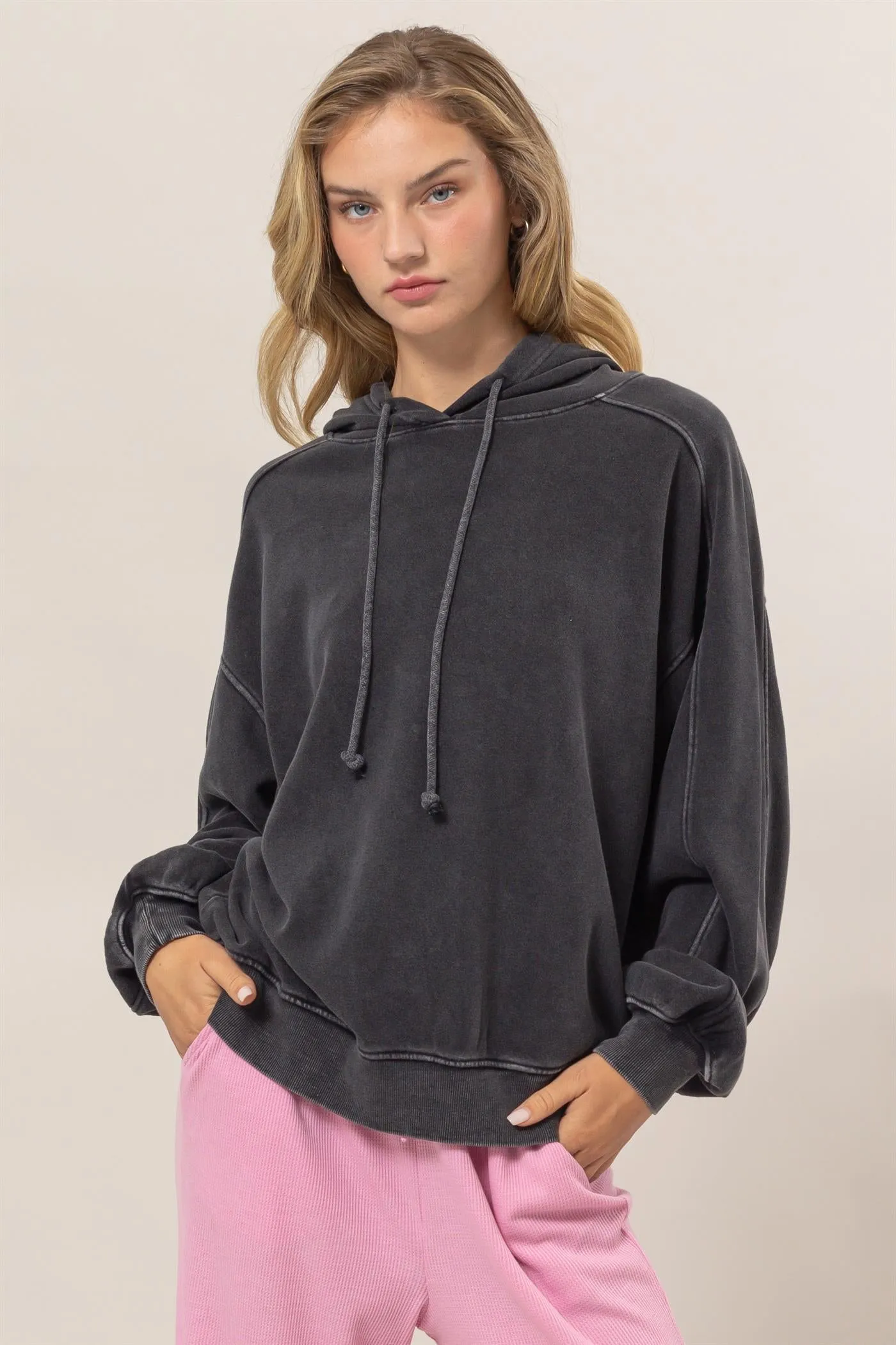 DZ24E439-Seam-Detail Oversized Hoodie