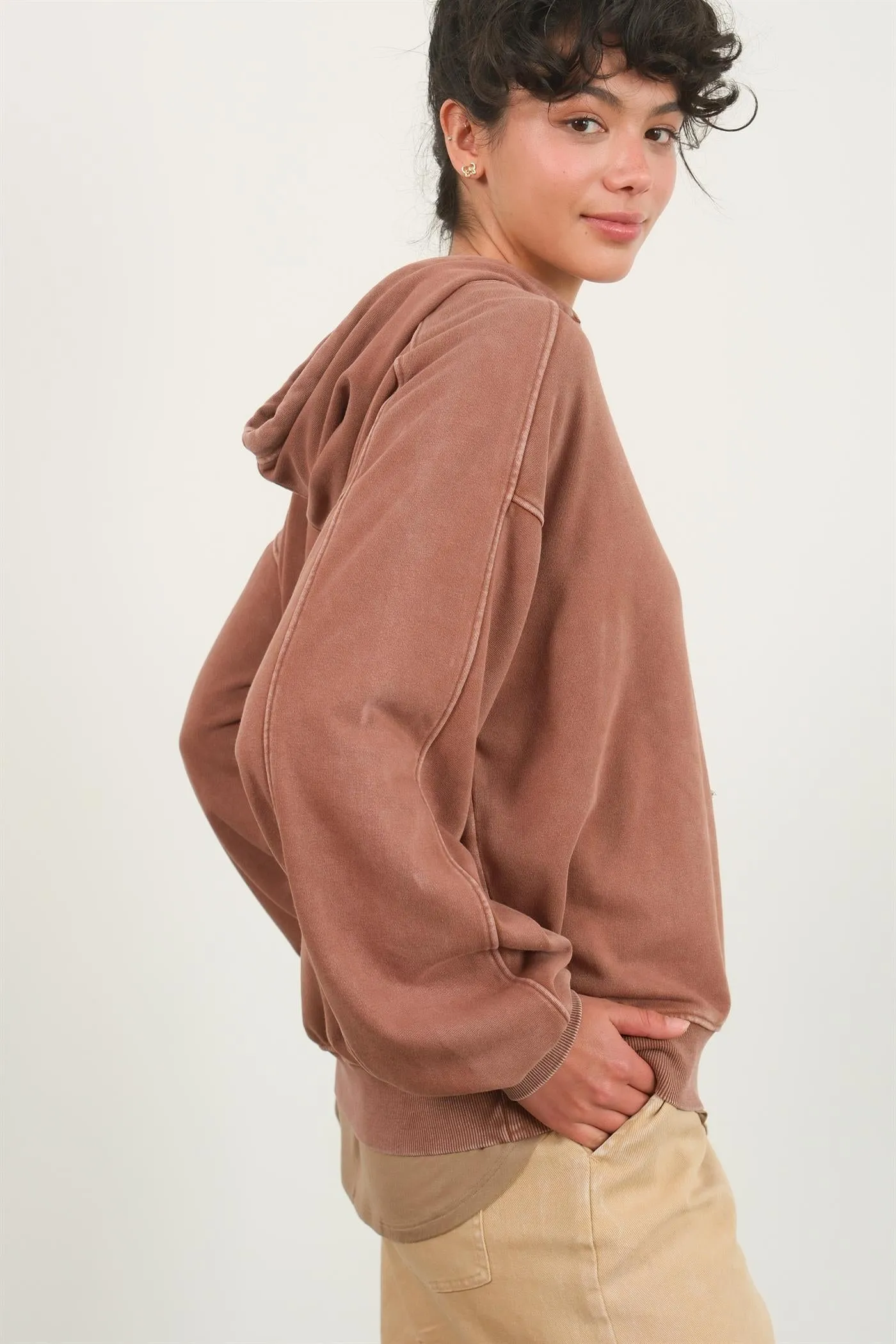 DZ24E439-Seam-Detail Oversized Hoodie
