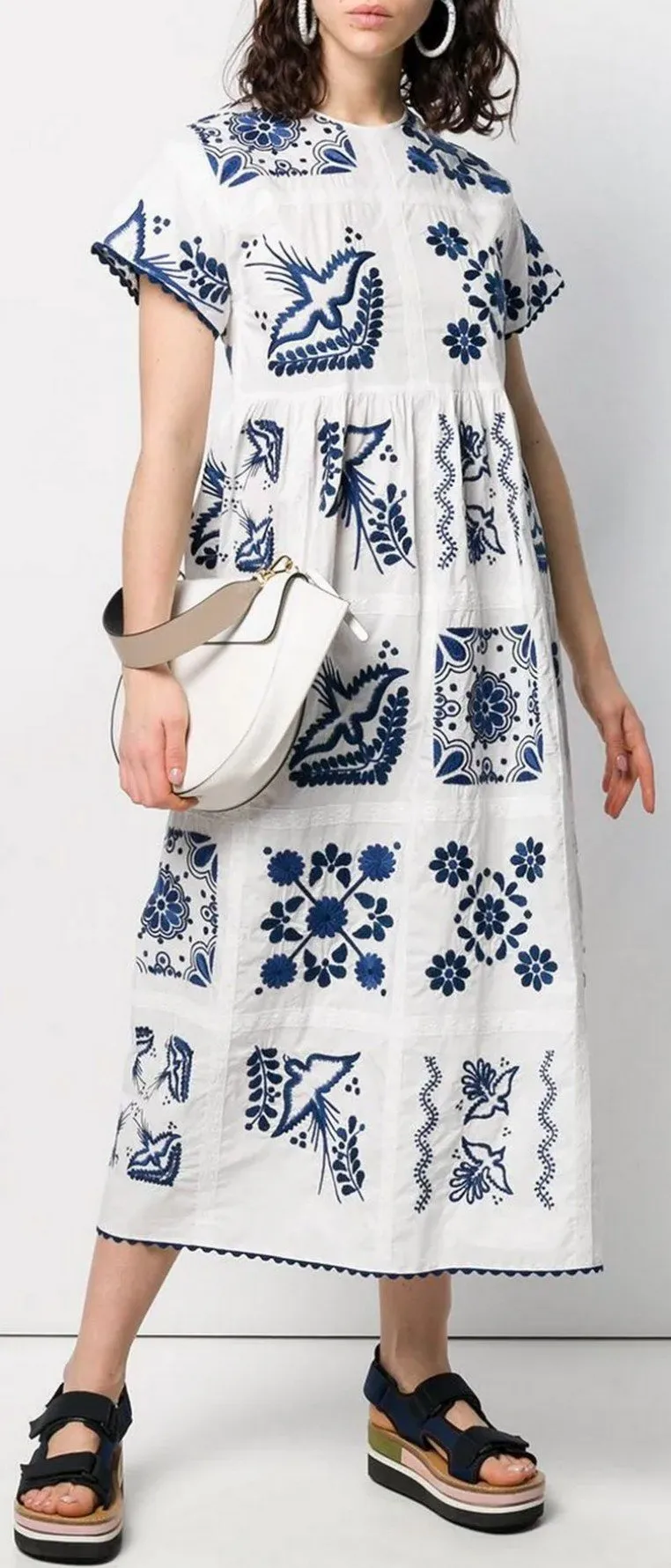 Embroidered Smock Dress