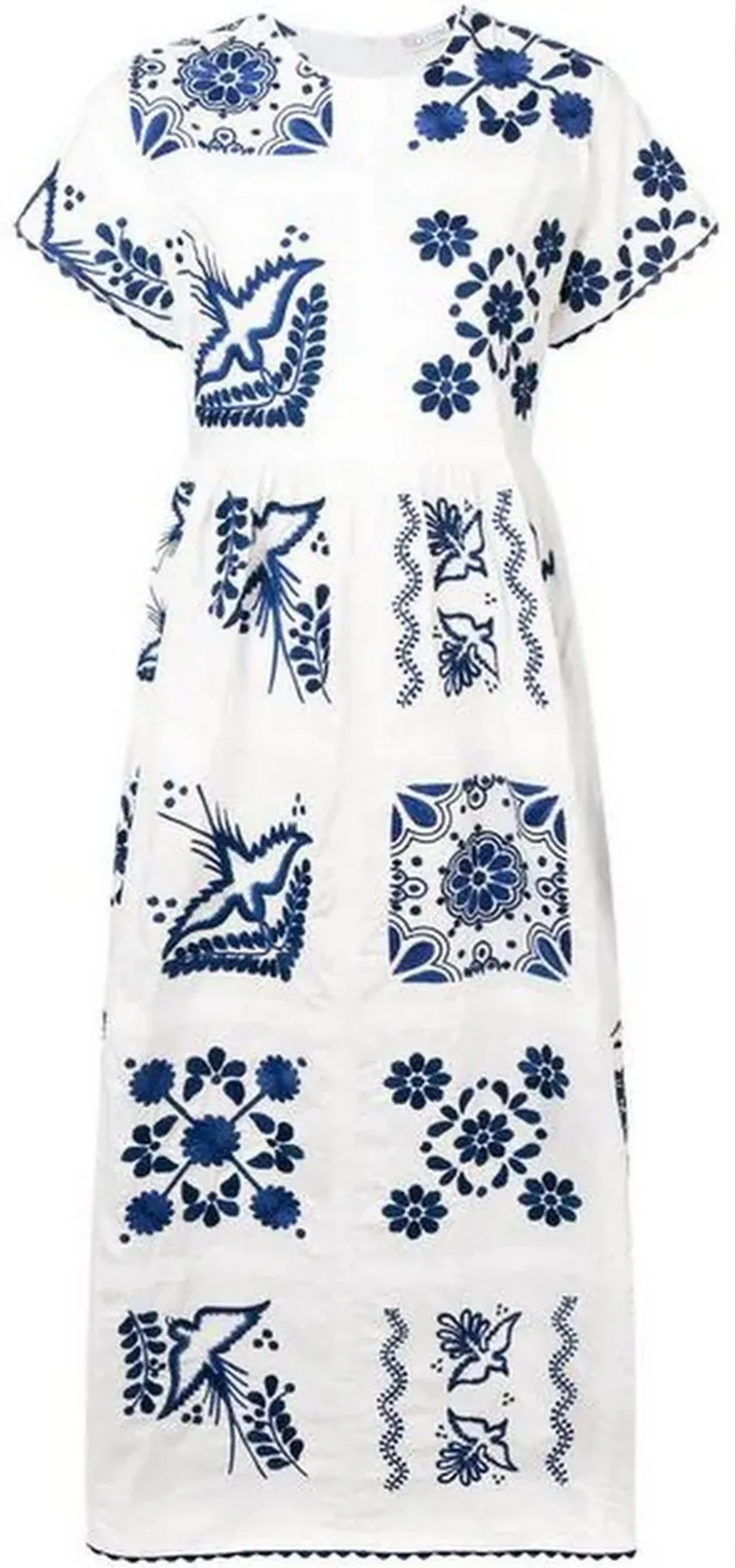 Embroidered Smock Dress