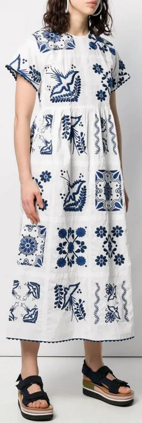 Embroidered Smock Dress