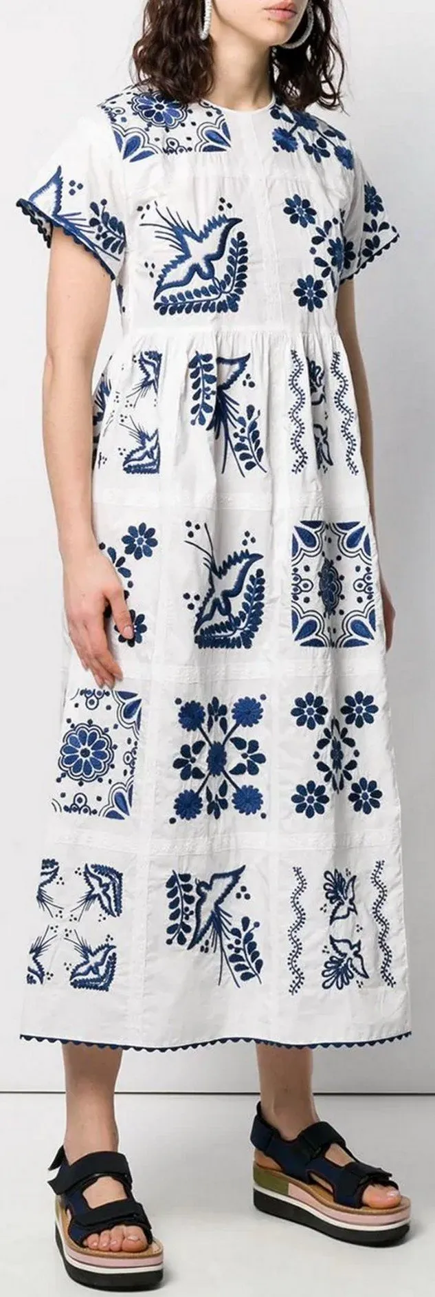 Embroidered Smock Dress
