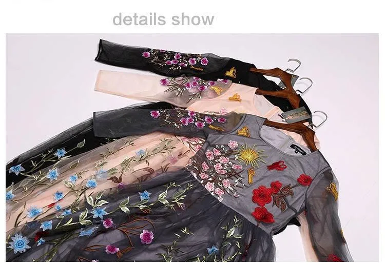 FashionSierra - Embroidery Layered Floral Maxi Dresses
