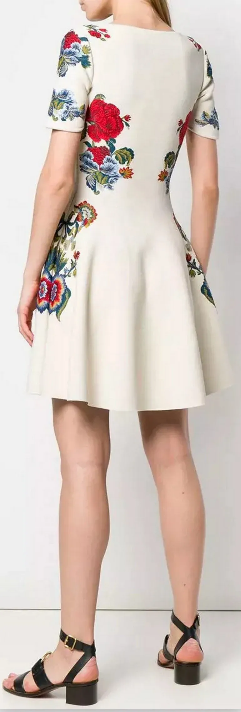 Floral Knit Mini Dress, White