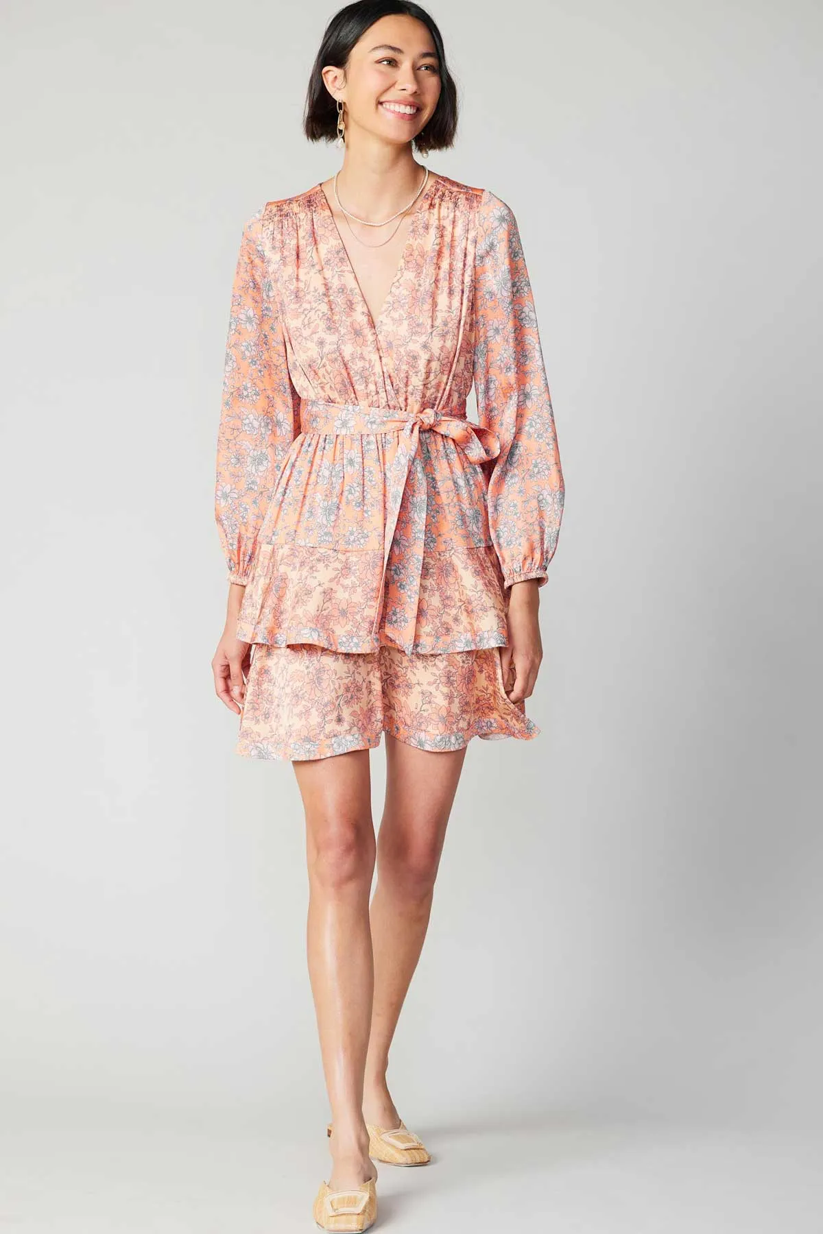 Floral Surplice Mini Dress