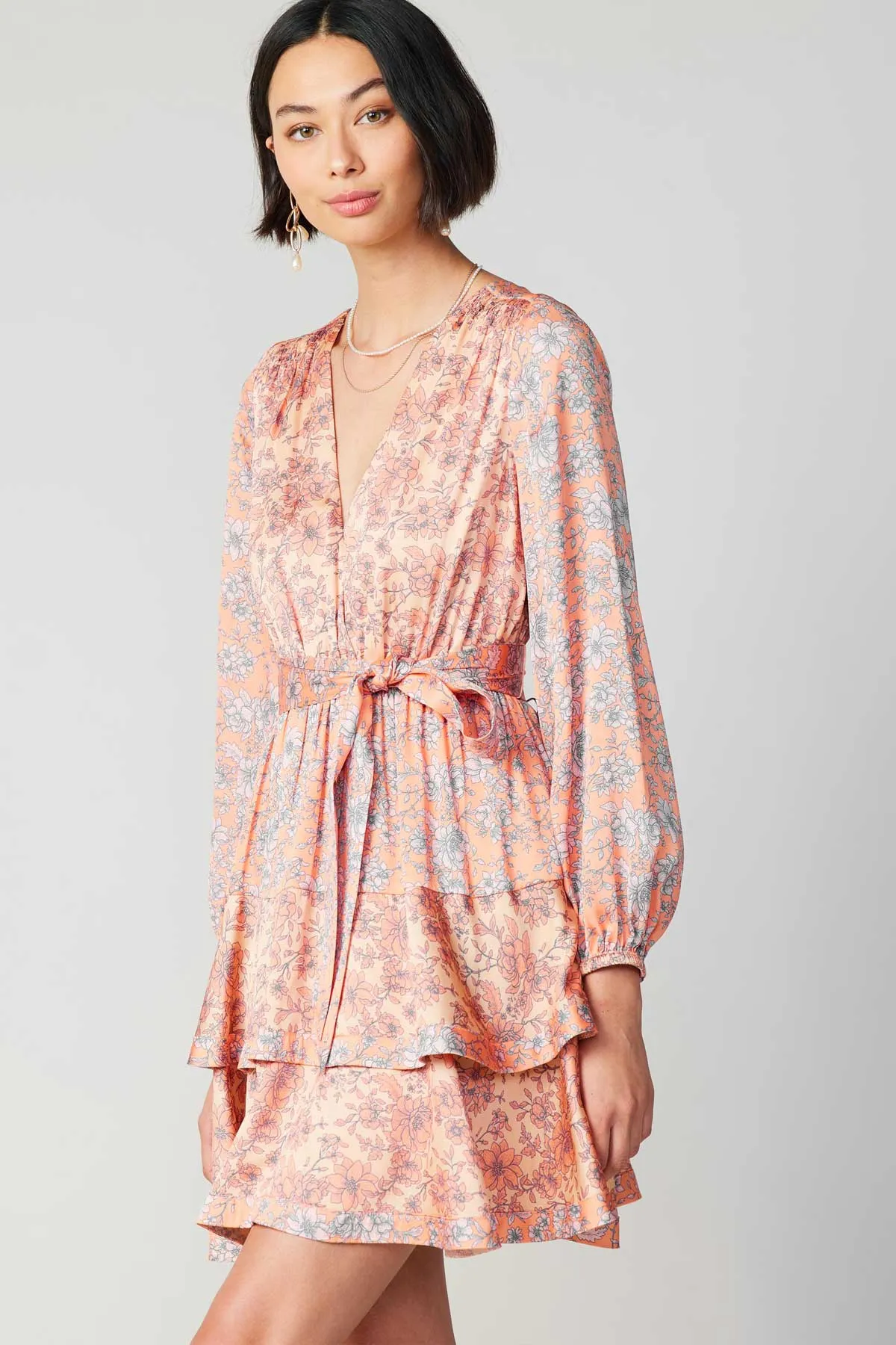 Floral Surplice Mini Dress