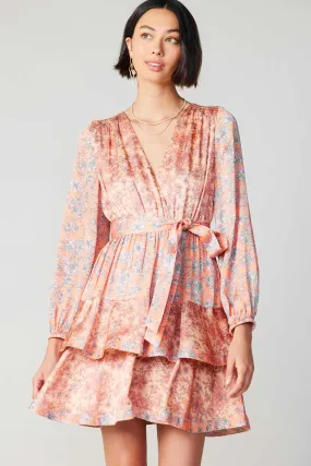 Floral Surplice Mini Dress